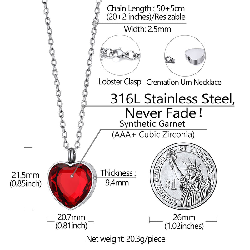 Personalized Cremation Heart Birthstone Urn Ashes Necklace for