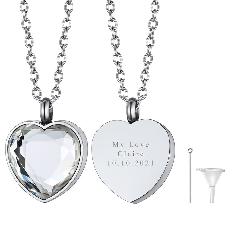 Personalized Cremation Heart Birthstone Urn Ashes Necklace for