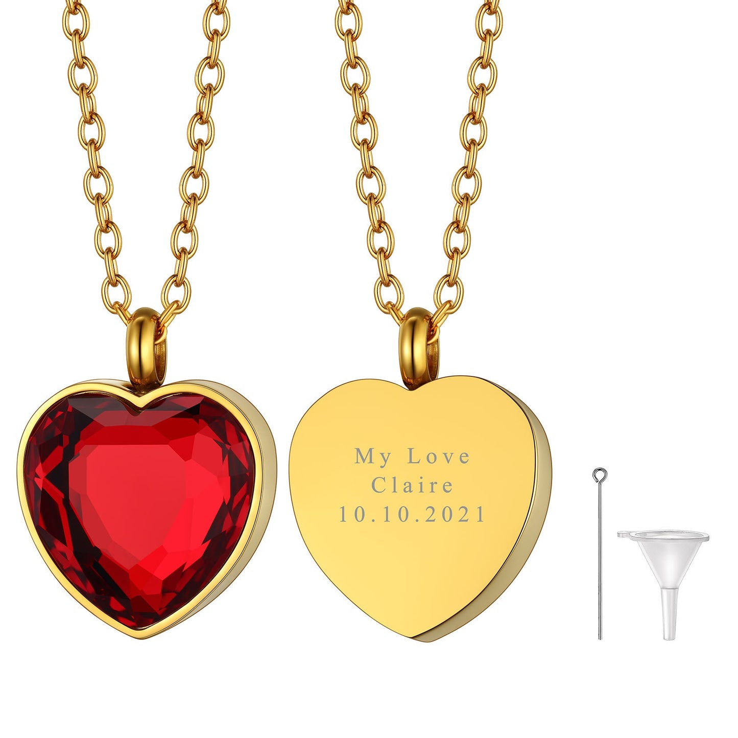 Personalized Cremation Heart Birthstone Urn Ashes Necklace for