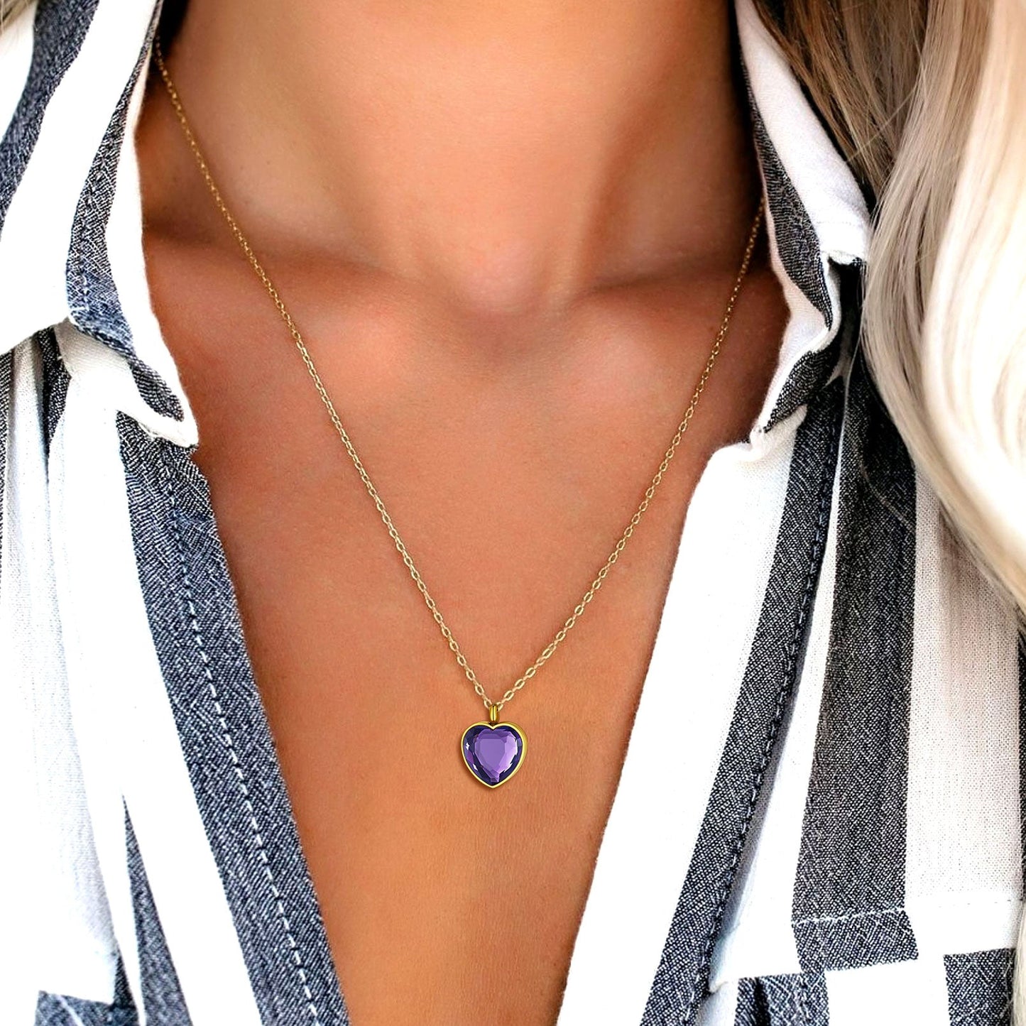 Personalized Cremation Heart Birthstone Urn Ashes Necklace for