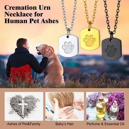 Custom Cremation Pet Feet Urn Dog Tag Necklace for Ashes