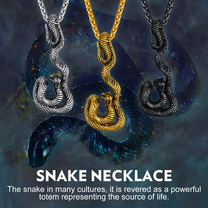 Flash Gothic Snake Pendant Necklace for