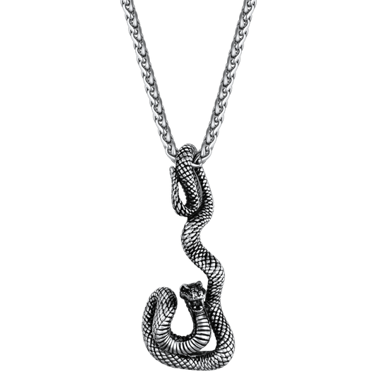 Flash Gothic Snake Pendant Necklace for