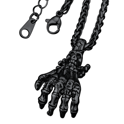 Gothic Skeleton Skull Hand Pendant Necklace