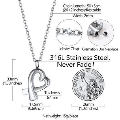 Custom Heart Urn Necklace Cremation Pendants for Ashes