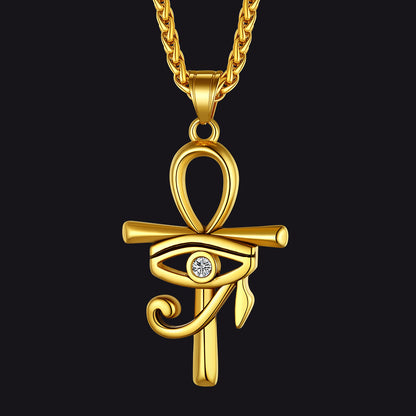 Egyptian Ankh Cross Necklace Pendant With Eye of Horus