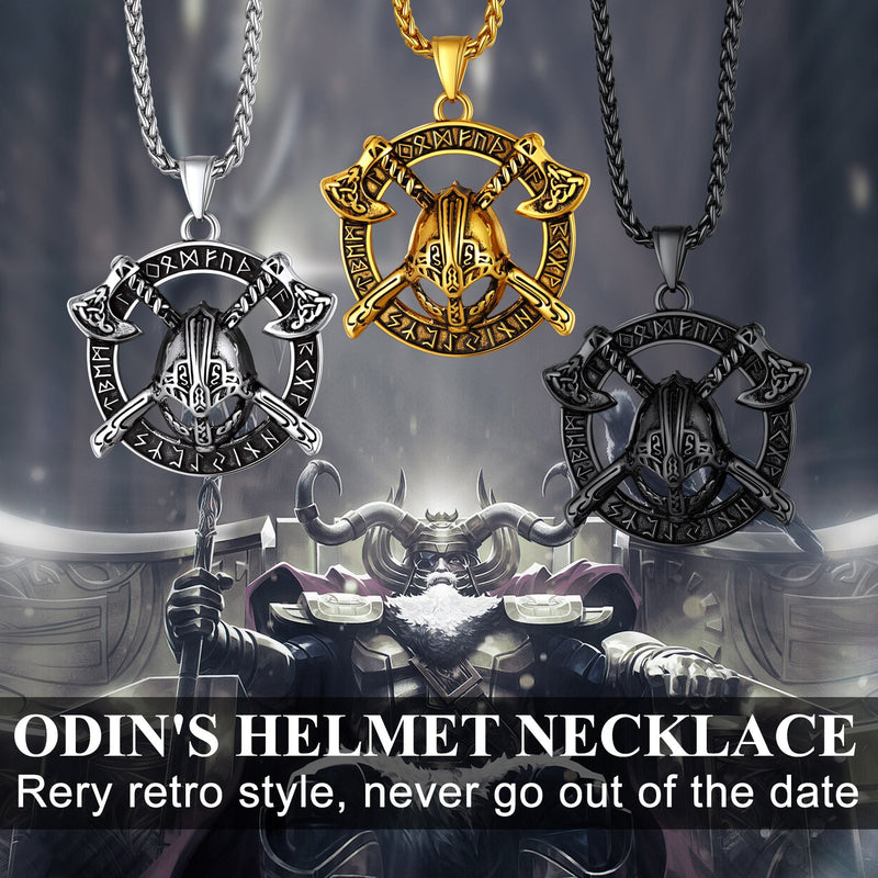 Flash Viking Axe Helmet Pendant Necklace for With Runes
