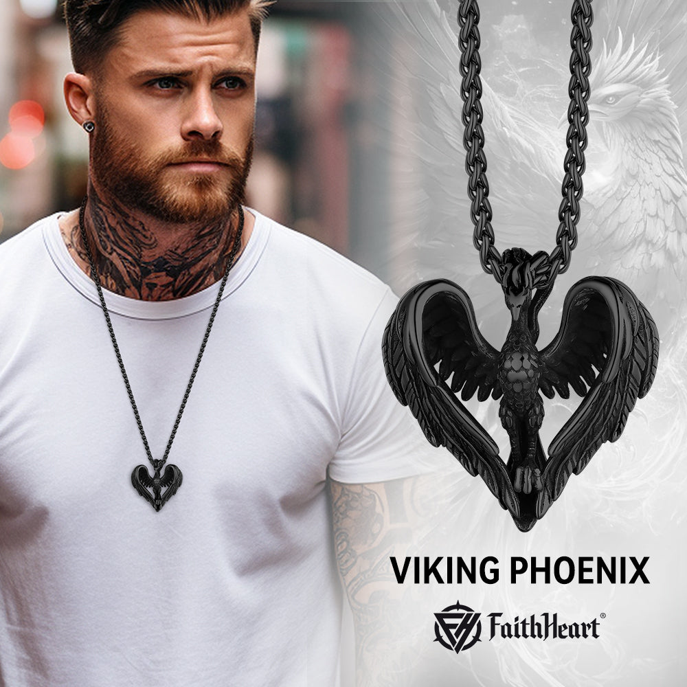 Phoenix Heart Pendant Necklace for