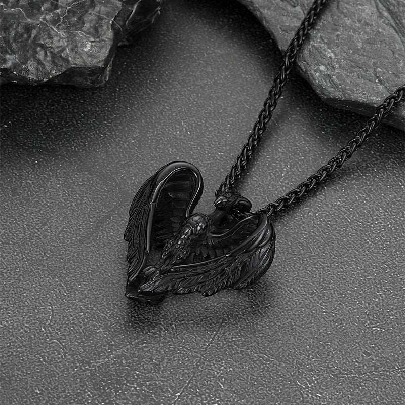 Phoenix Heart Pendant Necklace for