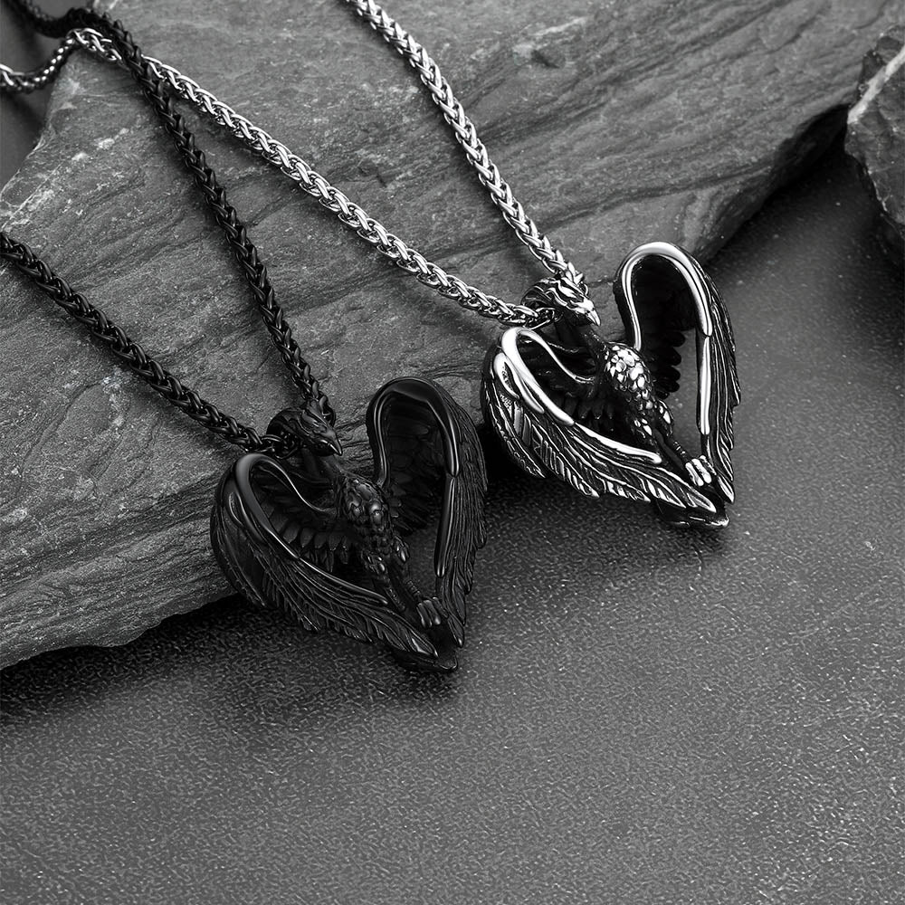 Phoenix Heart Pendant Necklace for