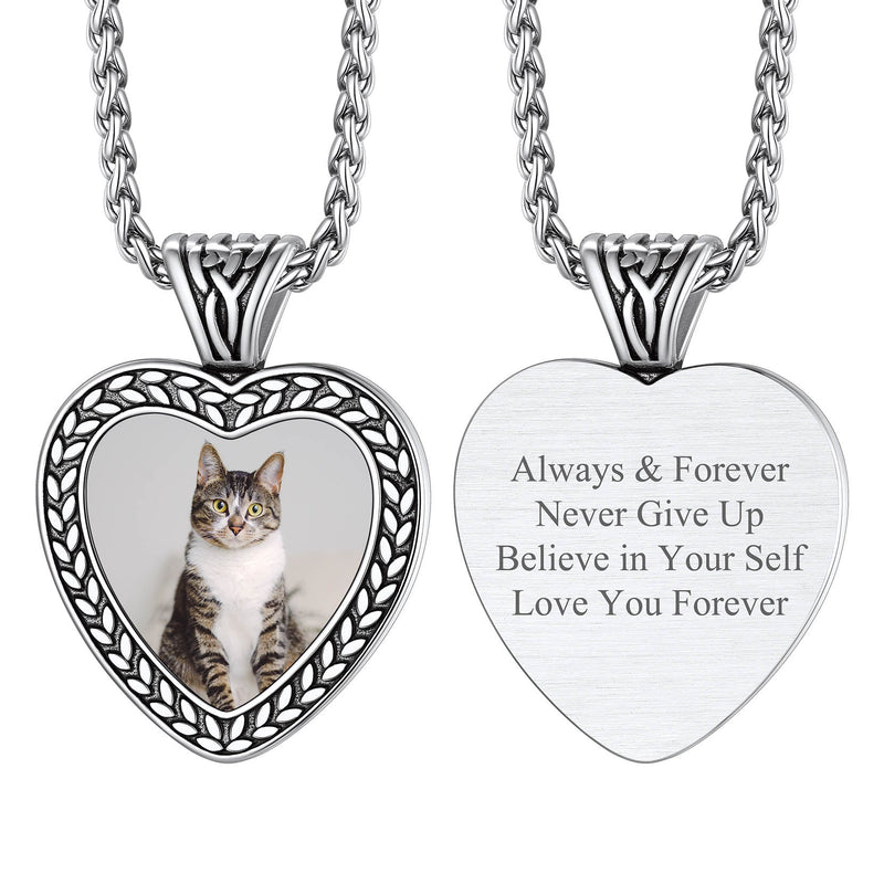 Customized Heart Photo Pendant Memorial Necklace for