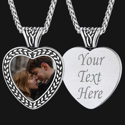 Customized Heart Photo Pendant Memorial Necklace for