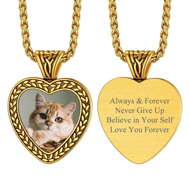 Customized Heart Photo Pendant Memorial Necklace for