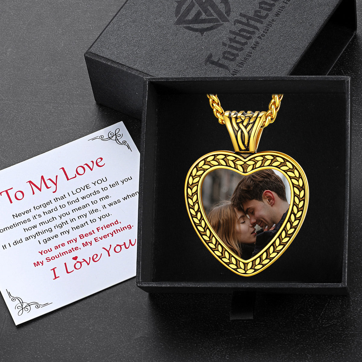 Customized Heart Photo Pendant Memorial Necklace for