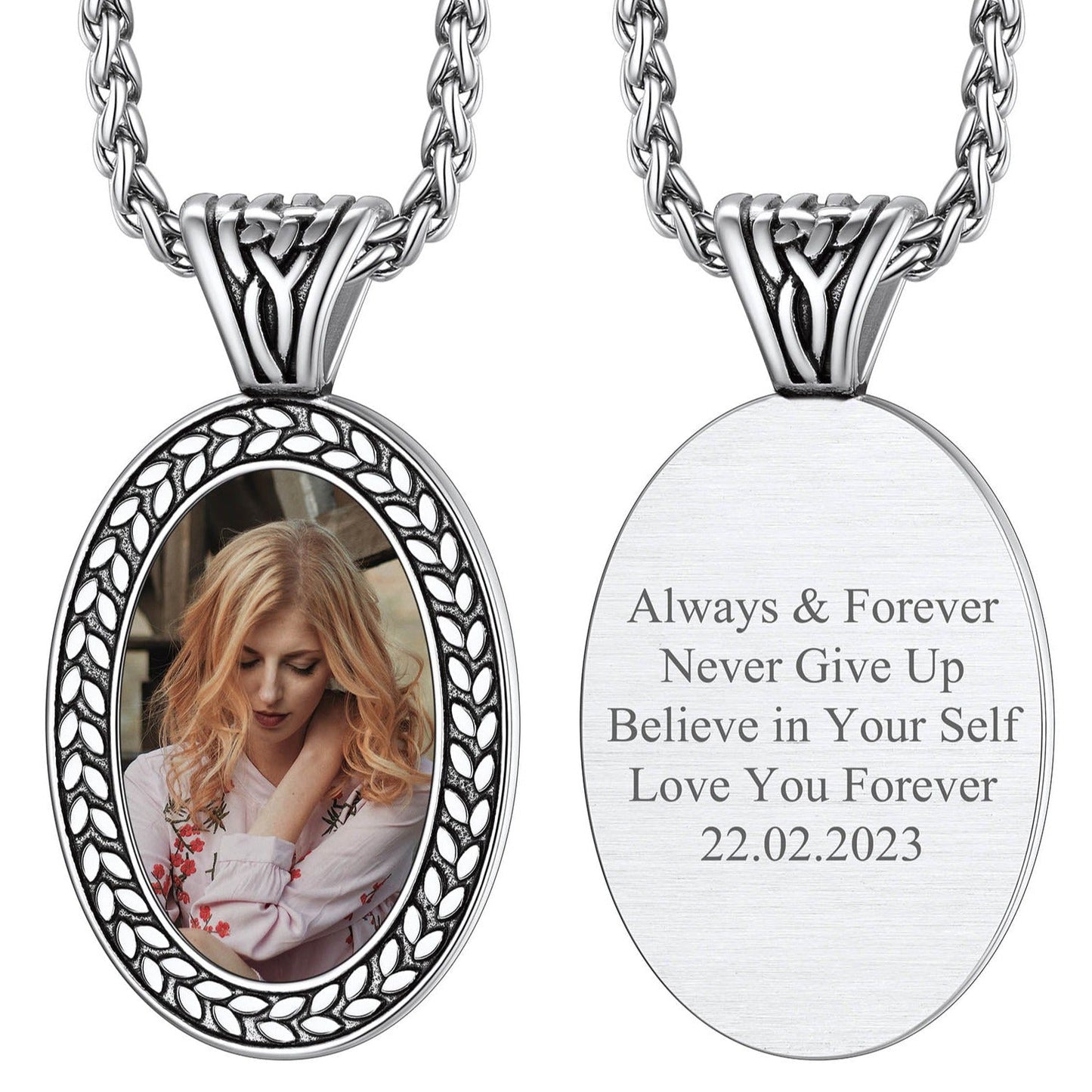Oval Customized Photo Necklace With Picture for