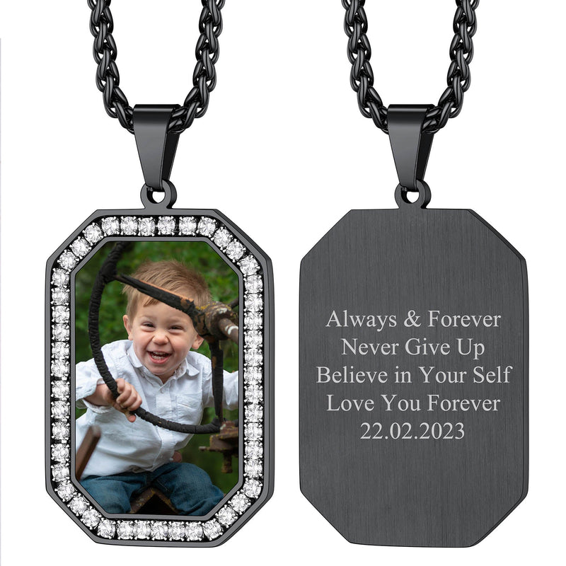 Customized Engraved Picture Dog Tag Necklace Memorial Gift