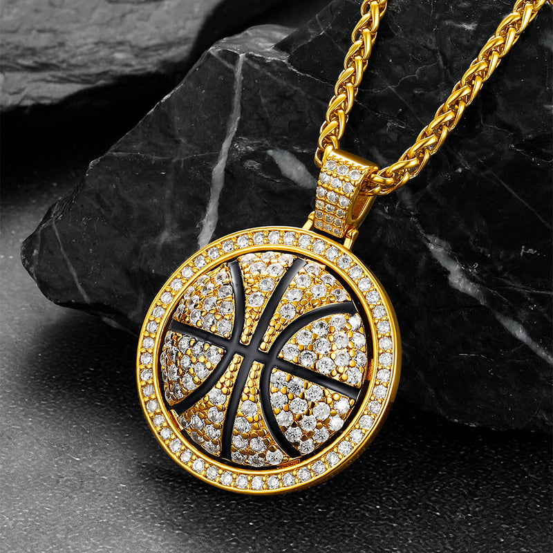 Bling Basketball Spinner Necklace for