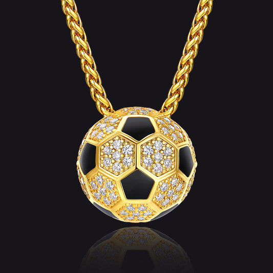 3d Cz Football Necklace Sports Pendant for Fan