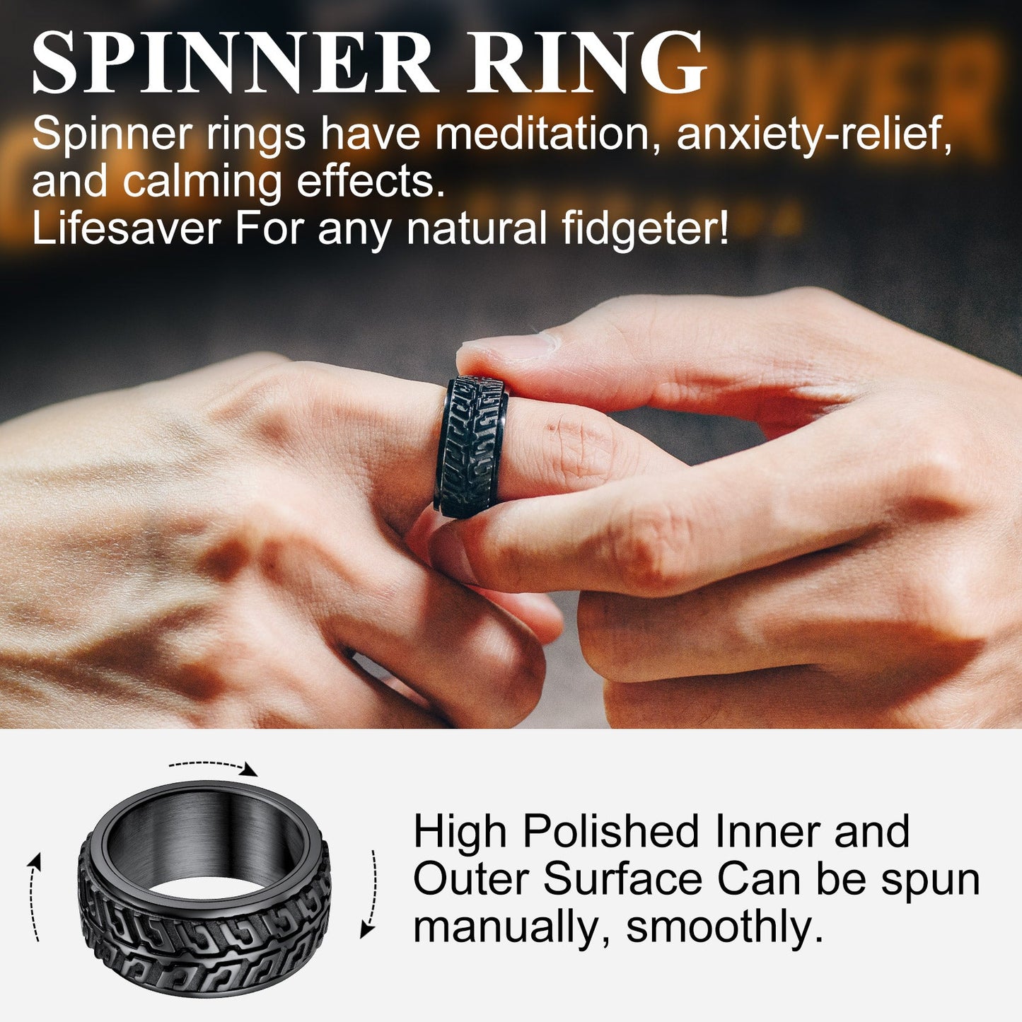 Chunky Tyre Anti Fidget Anxiety Ring for