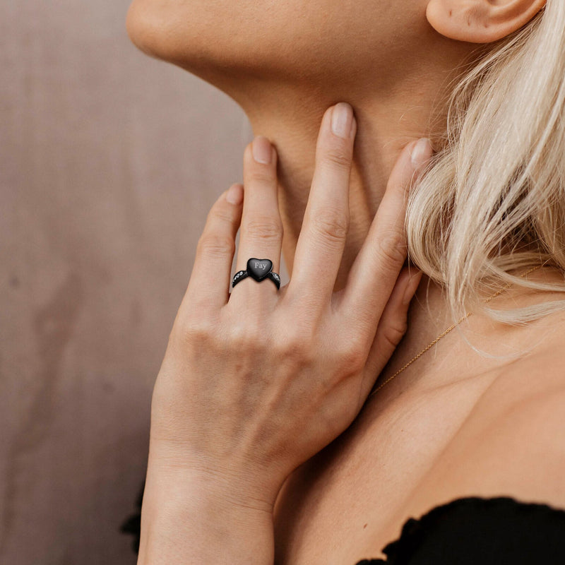 Custom Memorial Heart Cremation Urn Ashes Ring for