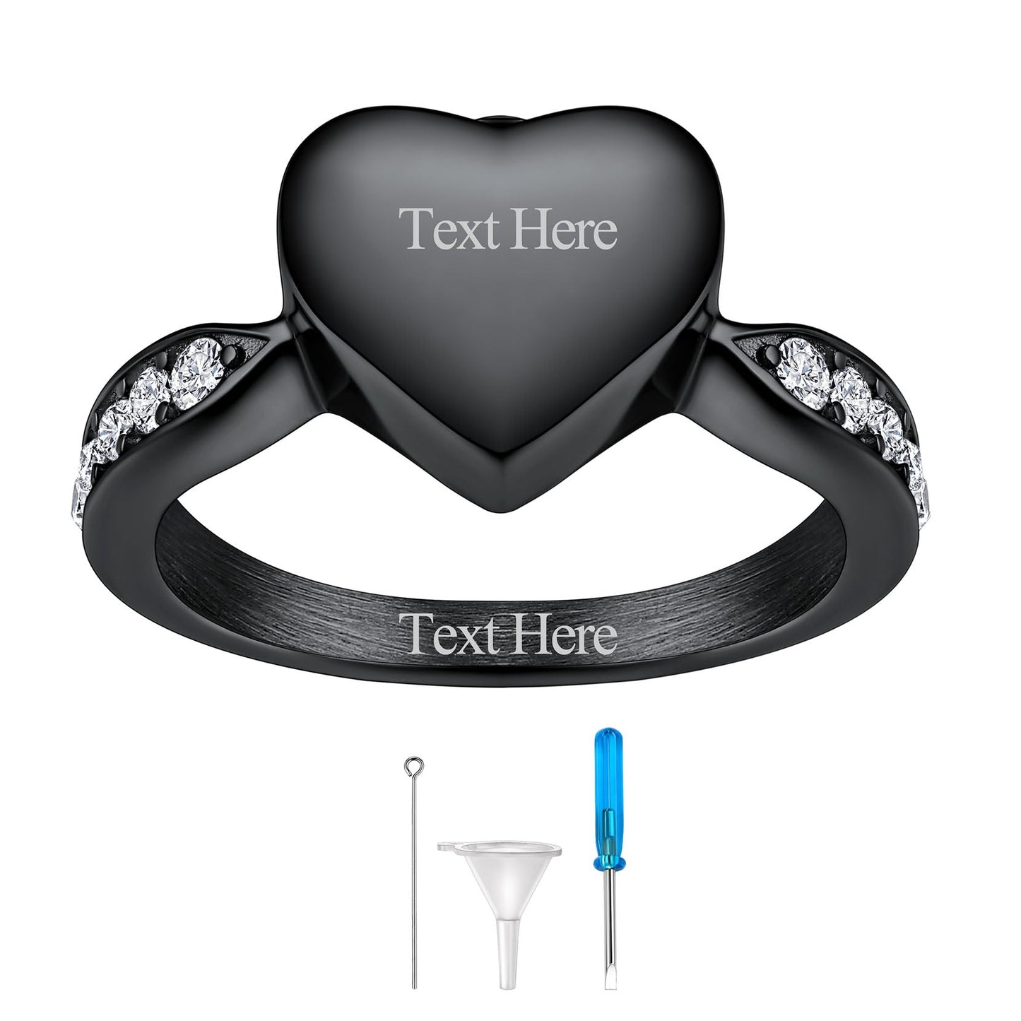 Custom Memorial Heart Cremation Urn Ashes Ring for