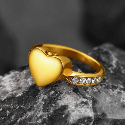 Custom Memorial Heart Cremation Urn Ashes Ring for