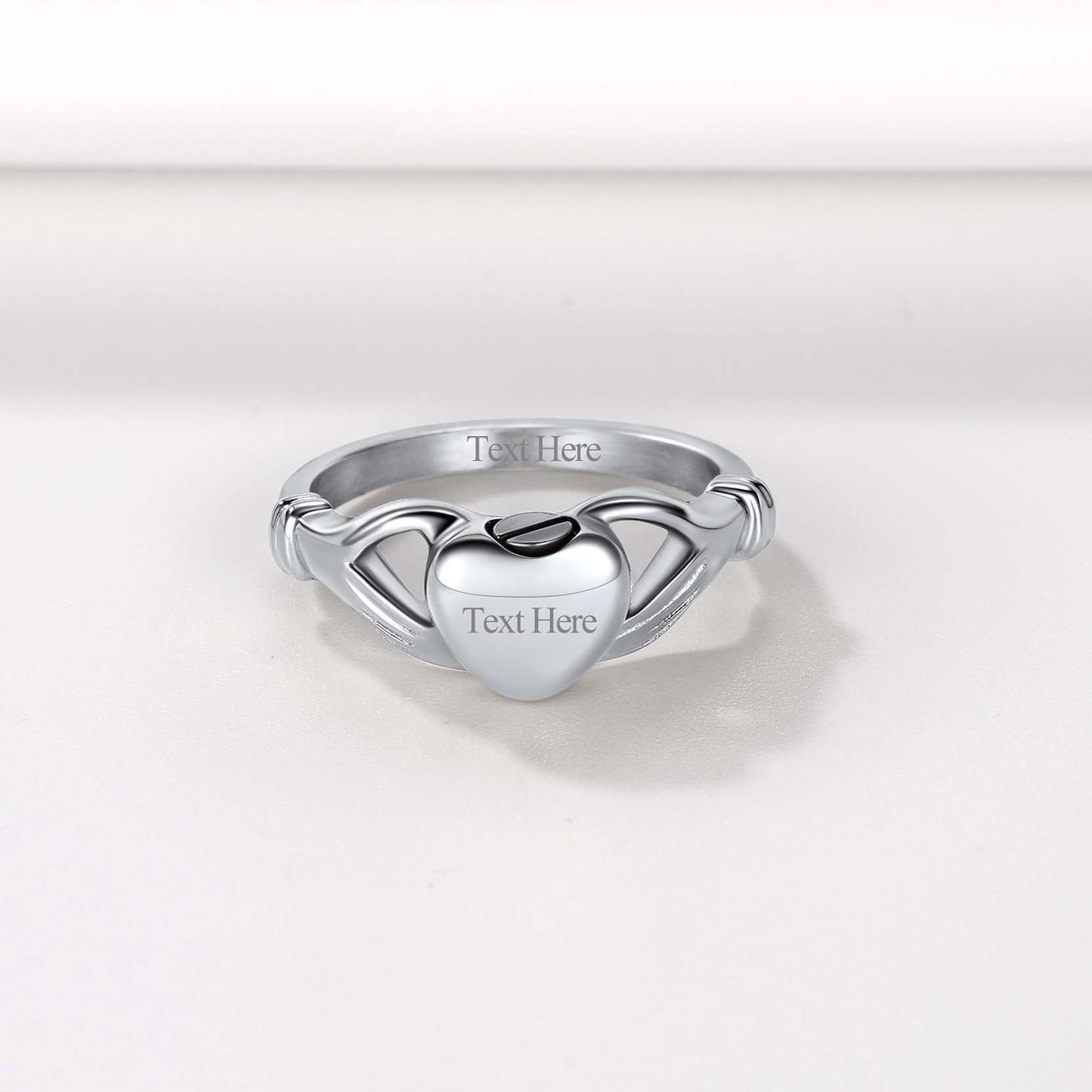 Customized Claddagh Heart Celtic Knot Urn Ashes Ring for
