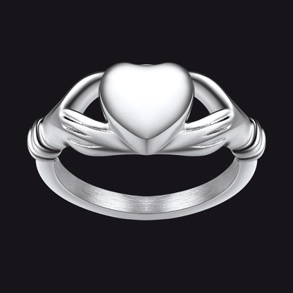 Customized Claddagh Heart Celtic Knot Urn Ashes Ring for