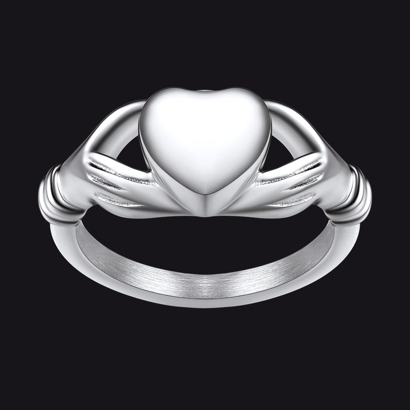 Customized Claddagh Heart Celtic Knot Urn Ashes Ring for