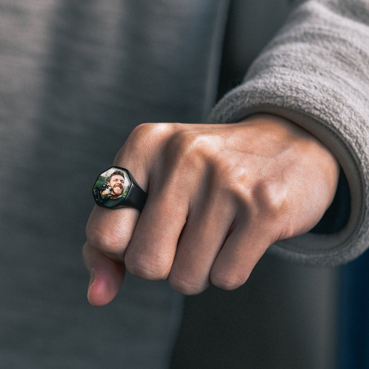 Personalized Octagon Signet Ring With Photo for