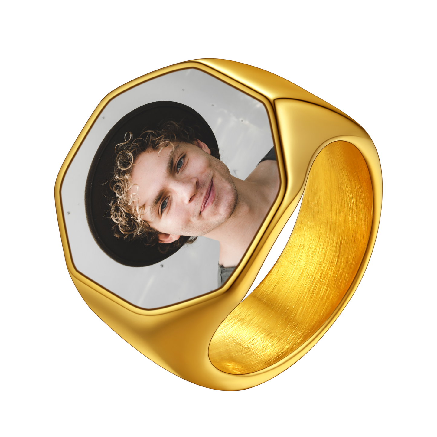 Personalized Octagon Signet Ring With Photo for