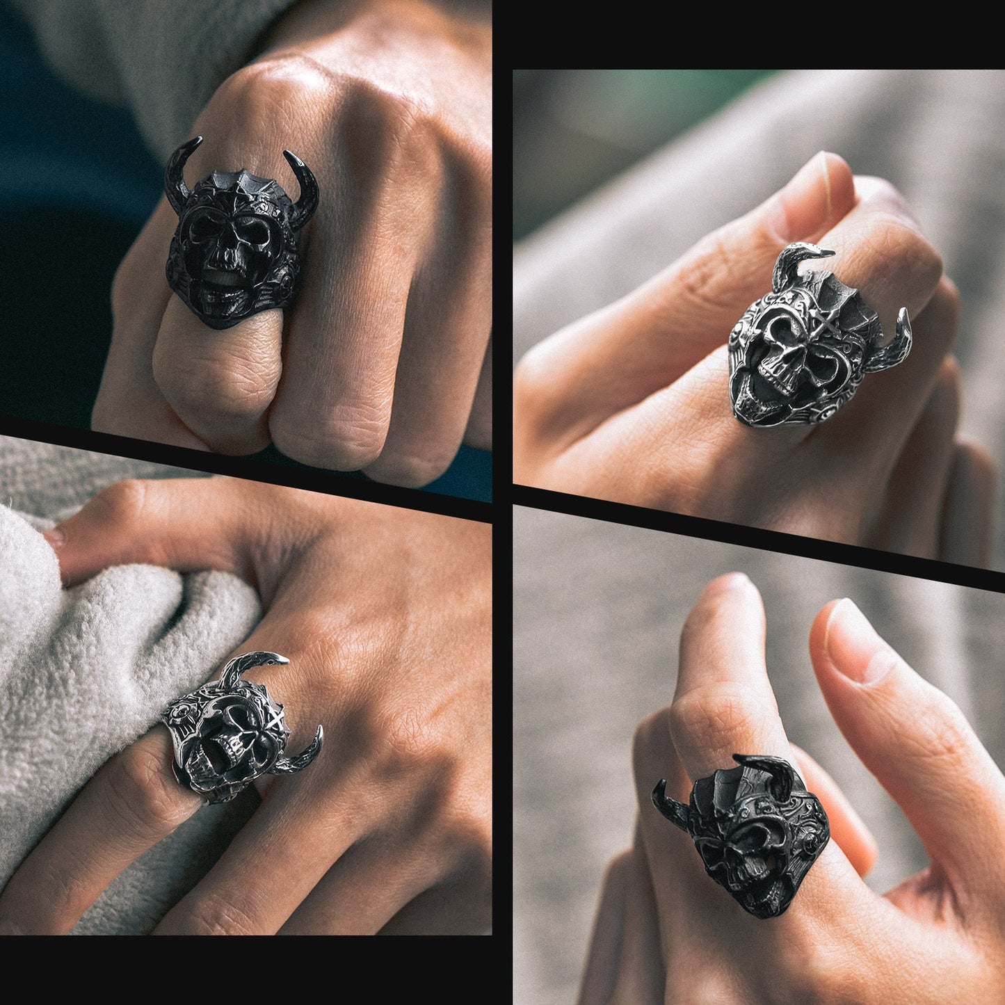 Heavy Metal Demon Skull Ring With Horns for