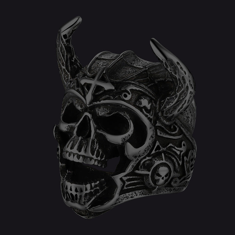Heavy Metal Demon Skull Ring With Horns for