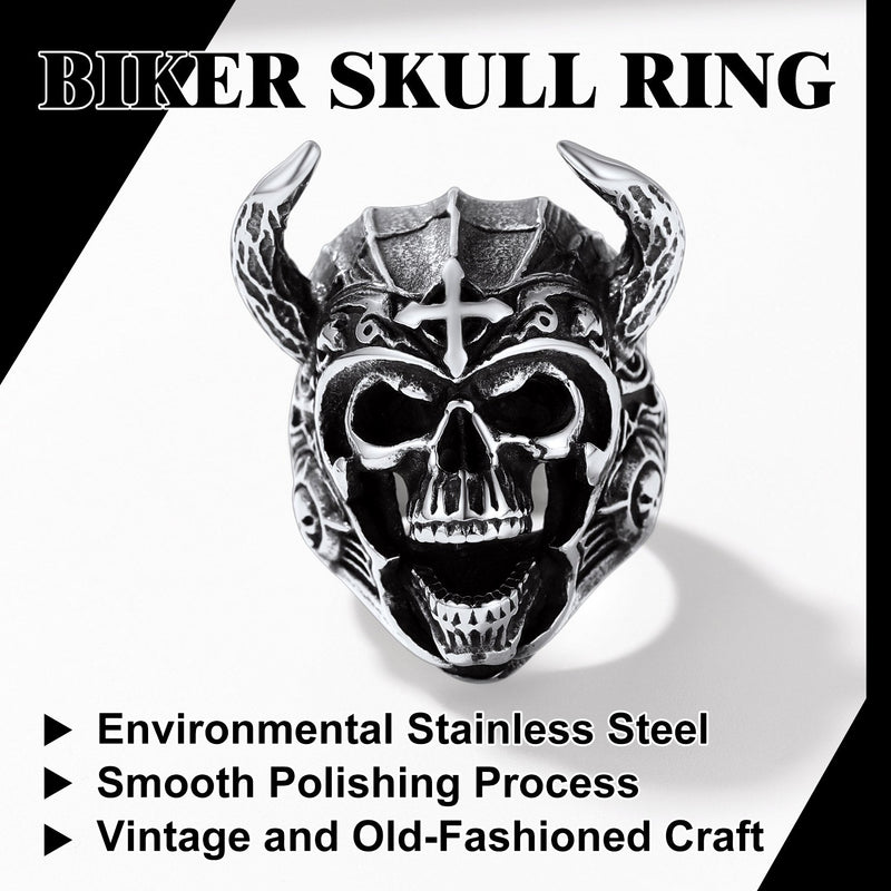 Heavy Metal Demon Skull Ring With Horns for