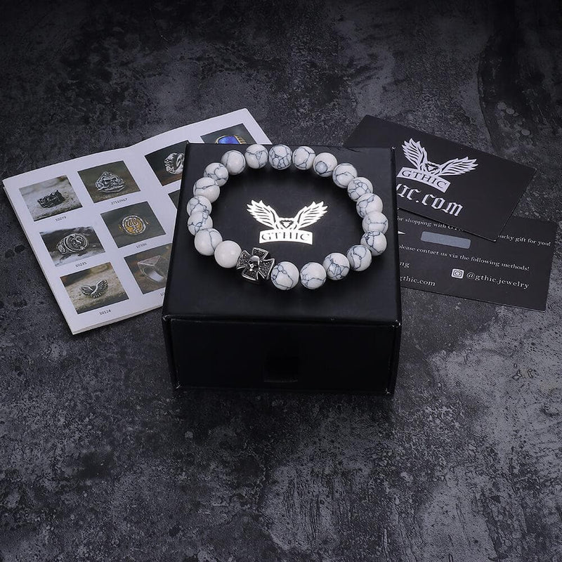 Cross Skull Turquoise Stainless Steel Bracelet