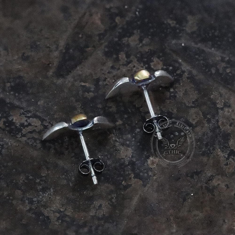 Skull Wings Sterling Silver Stud Earrings