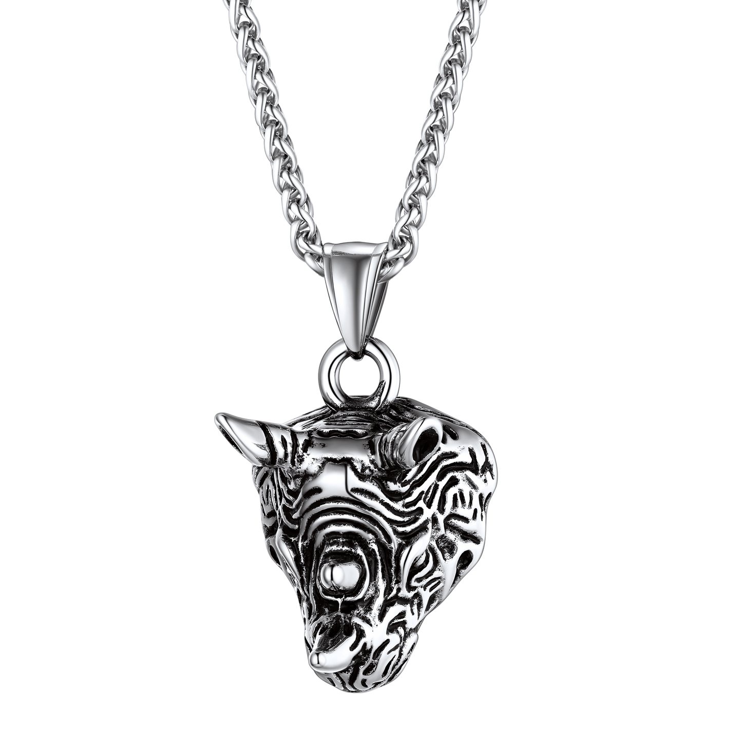 Flash Gothic Rhinoceros Pendant Necklace