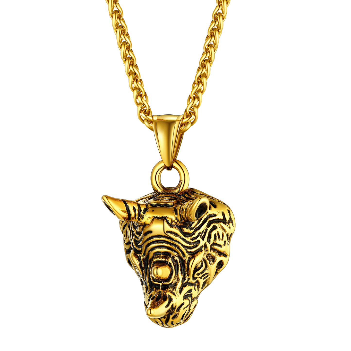 Flash Gothic Rhinoceros Pendant Necklace