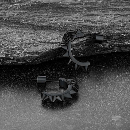 Half-circle Skull Rivet Huggie Stud Earrings for