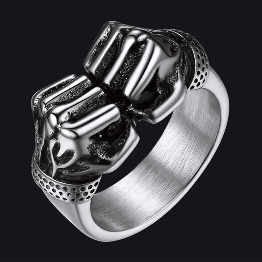 Faithheart Punk Rock Stainless Steel Boxing Fist Ring for