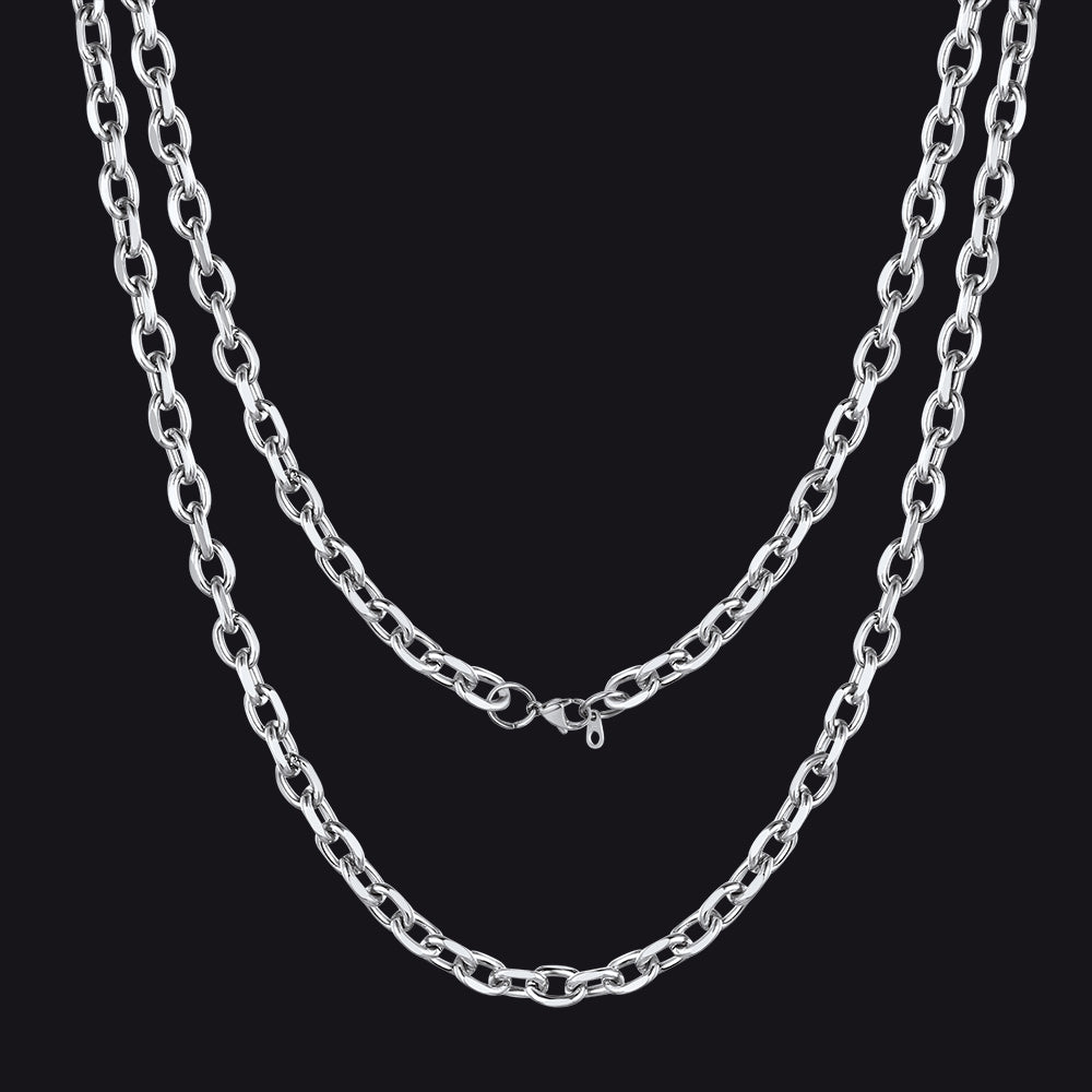 Classic Rolo Cable Link Chain Necklace Stainless Steel Chain for