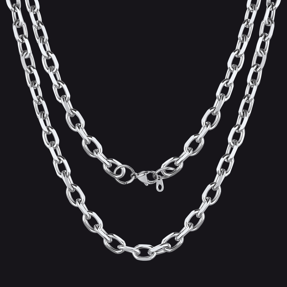 Classic Rolo Cable Link Chain Necklace Stainless Steel Chain for