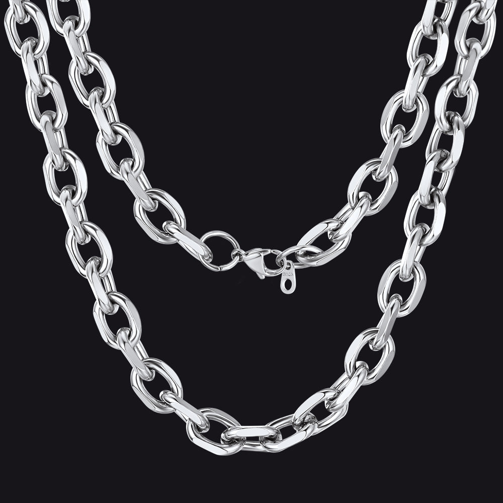 Classic Rolo Cable Link Chain Necklace Stainless Steel Chain for