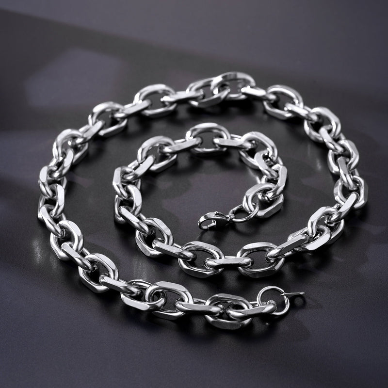 Classic Rolo Cable Link Chain Necklace Stainless Steel Chain for
