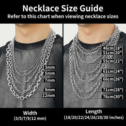 Classic Rolo Cable Link Chain Necklace Stainless Steel Chain for