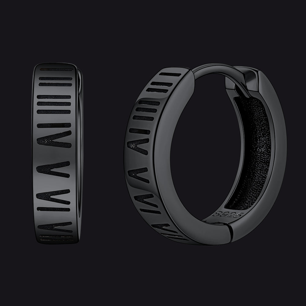 Roman Numerals Hoop Huggie Earrings for