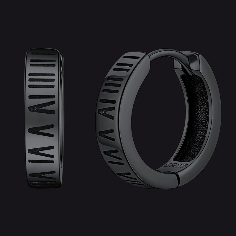 Roman Numerals Hoop Huggie Earrings for