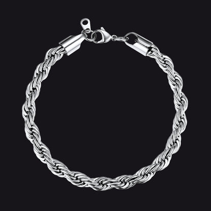 3mm/6mm Link Rope Chain Bracelet for