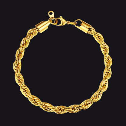 3mm/6mm Link Rope Chain Bracelet for