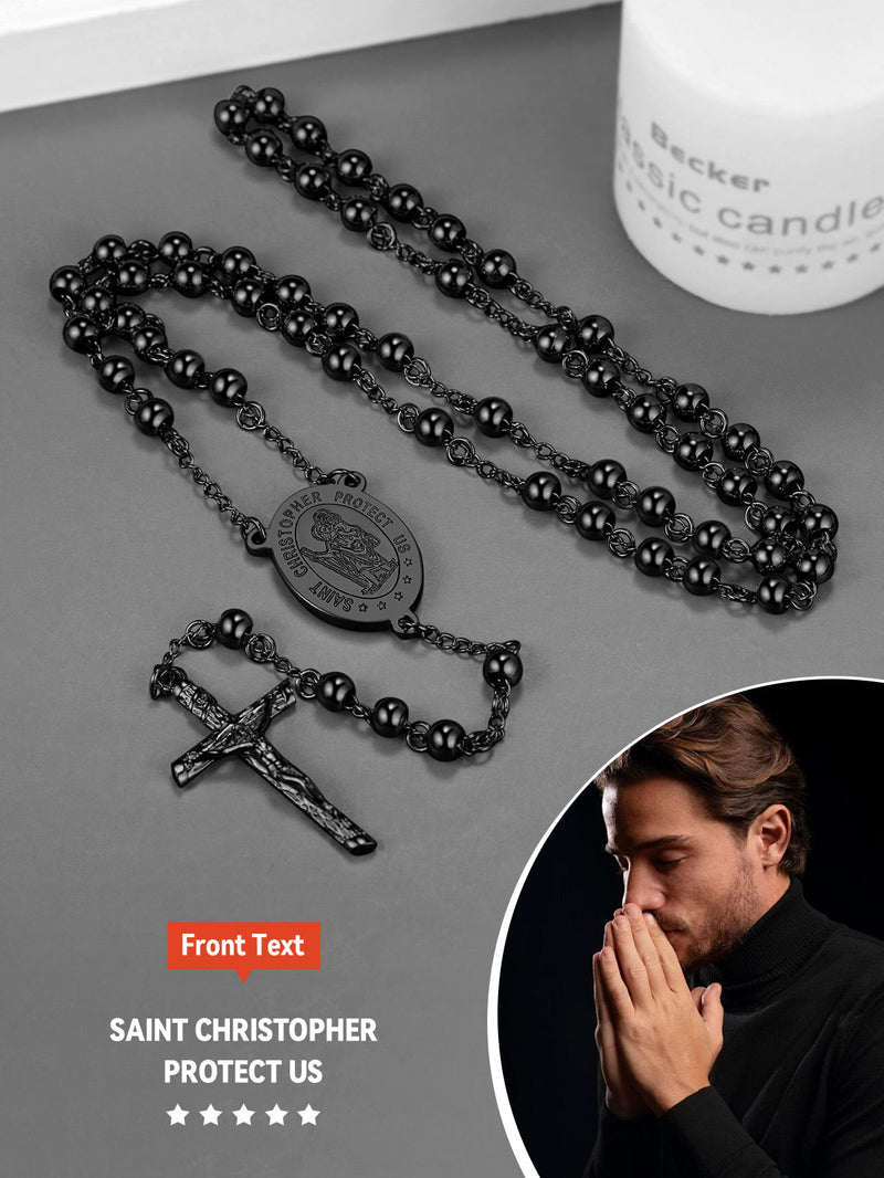 Rosary Beads Cross Necklace of Saint Christopher